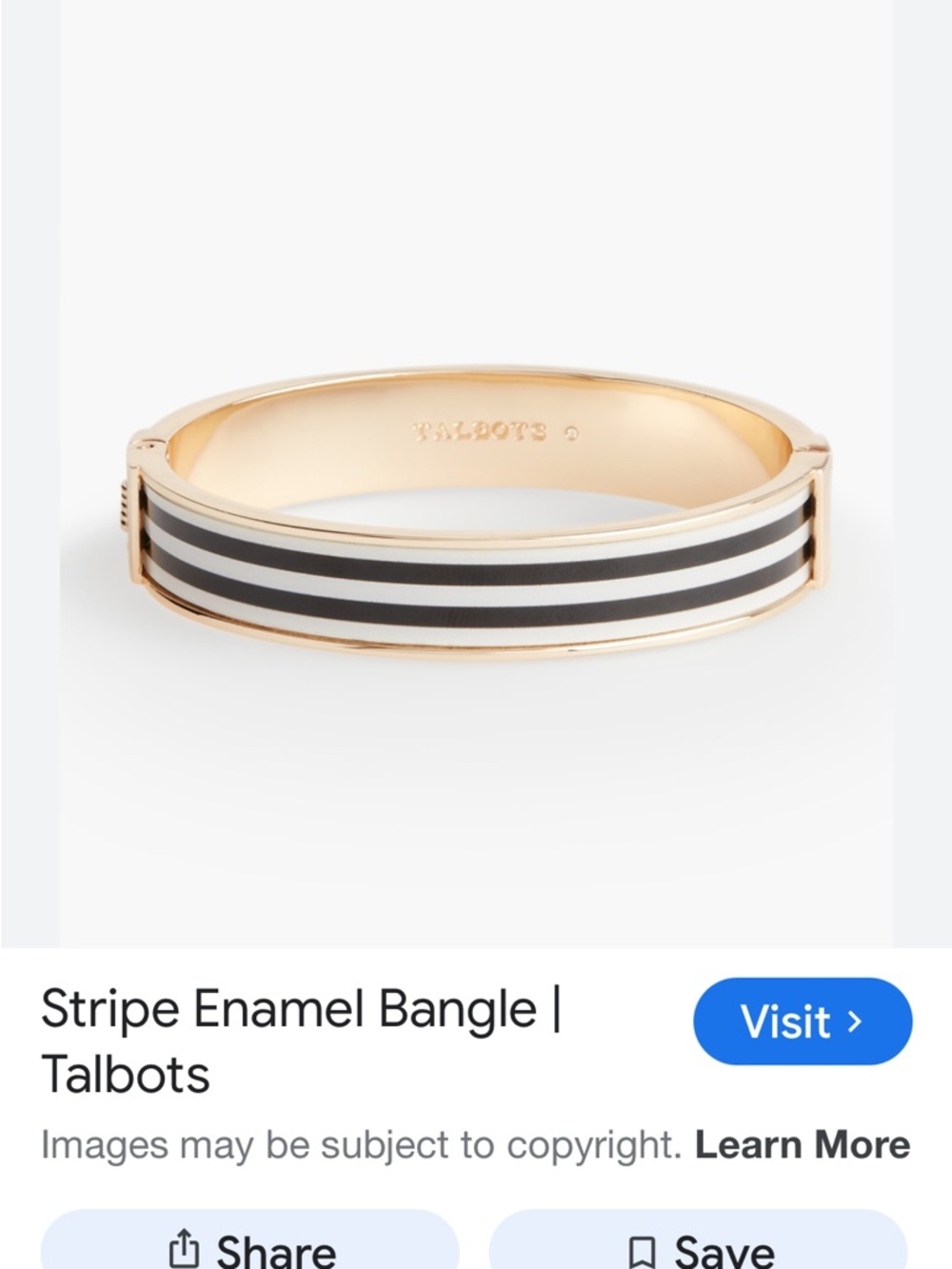 Talbots Gold-Tone Enamel Stripe Bangle — Black & White
